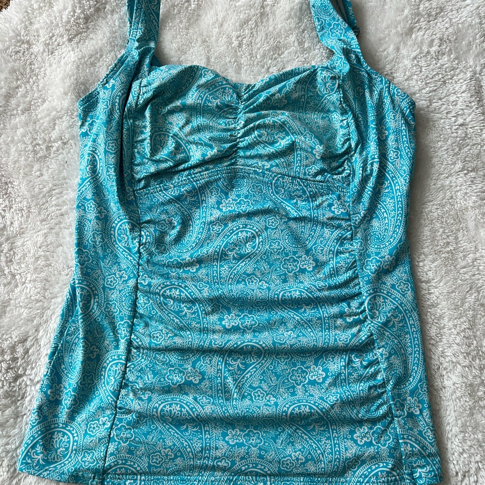 Lands' End Turquoise Paisley Tankini Top